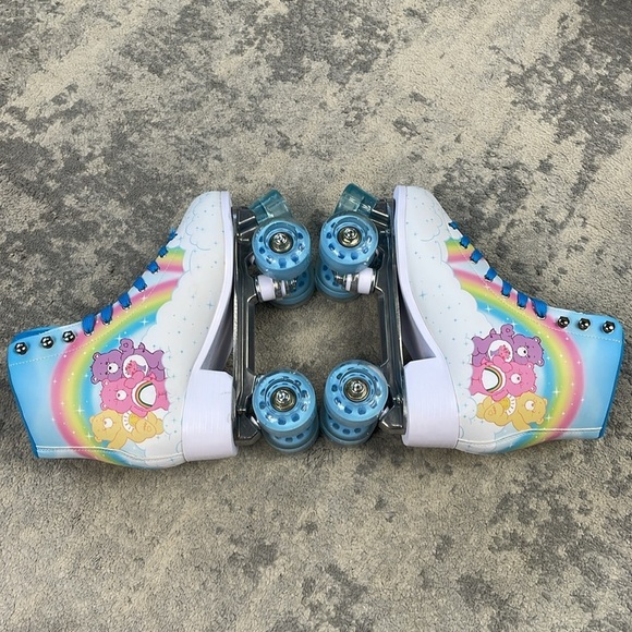 New Dolls Kill Care Bears Roller Skates Glitter Rainbow Cloud Squad Blue Sz 9 - Picture 7 of 12